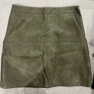 Faux leather skirt, olive green